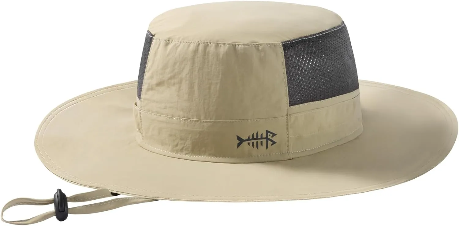 BASSDASH UPF 50  Fishing Sun Hat Water Resistant Unisex Wide Brim Bucket Boonie Hat for Hiking Camping Safari FH15