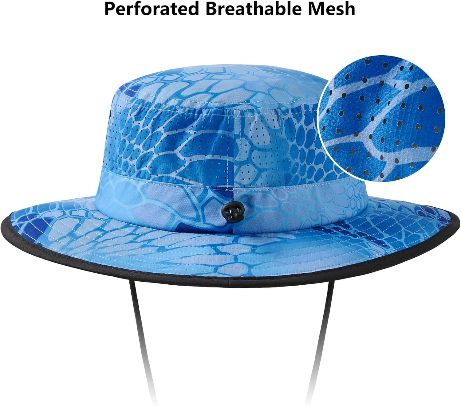 BASSDASH UPF 50  Water-Resistant Fishing Bucket Hat with Laser Perforated Mesh Adjustable for Men Women Outdoor Hiking