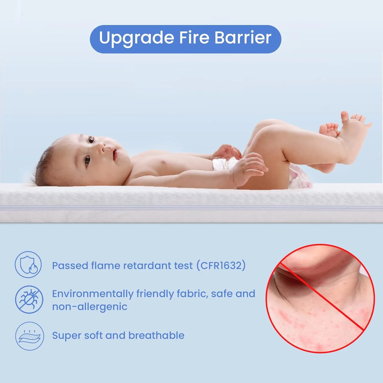 Bassinet Mattress Pad 36.5X25X1.5, Fits Dream On Me Nest/Zodiak/Zoom Portable, Pamo Babe Deluxe and Baby Trend Deluxe Portable, Waterproof Breathable Soft Baby Foam with Removable Zippered Cover