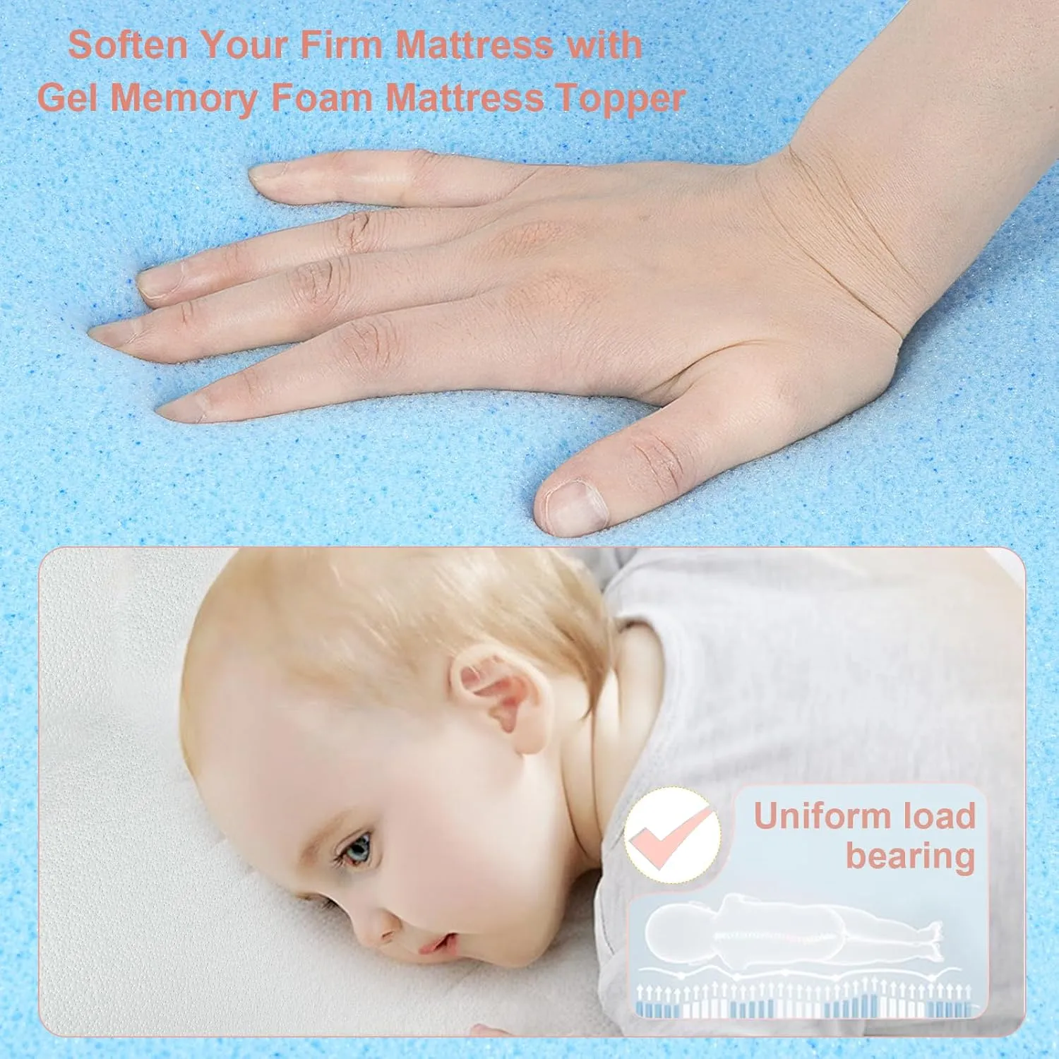 Bassinet Mattress Topper, Gel Memory Foam Mattress with Removable Cover(32" x 22"), Fit for Maxi-COSI Iora, Graco Travel Lite, Fodoss, Yacul and Cloud Baby Bassinet, Soft Mattress