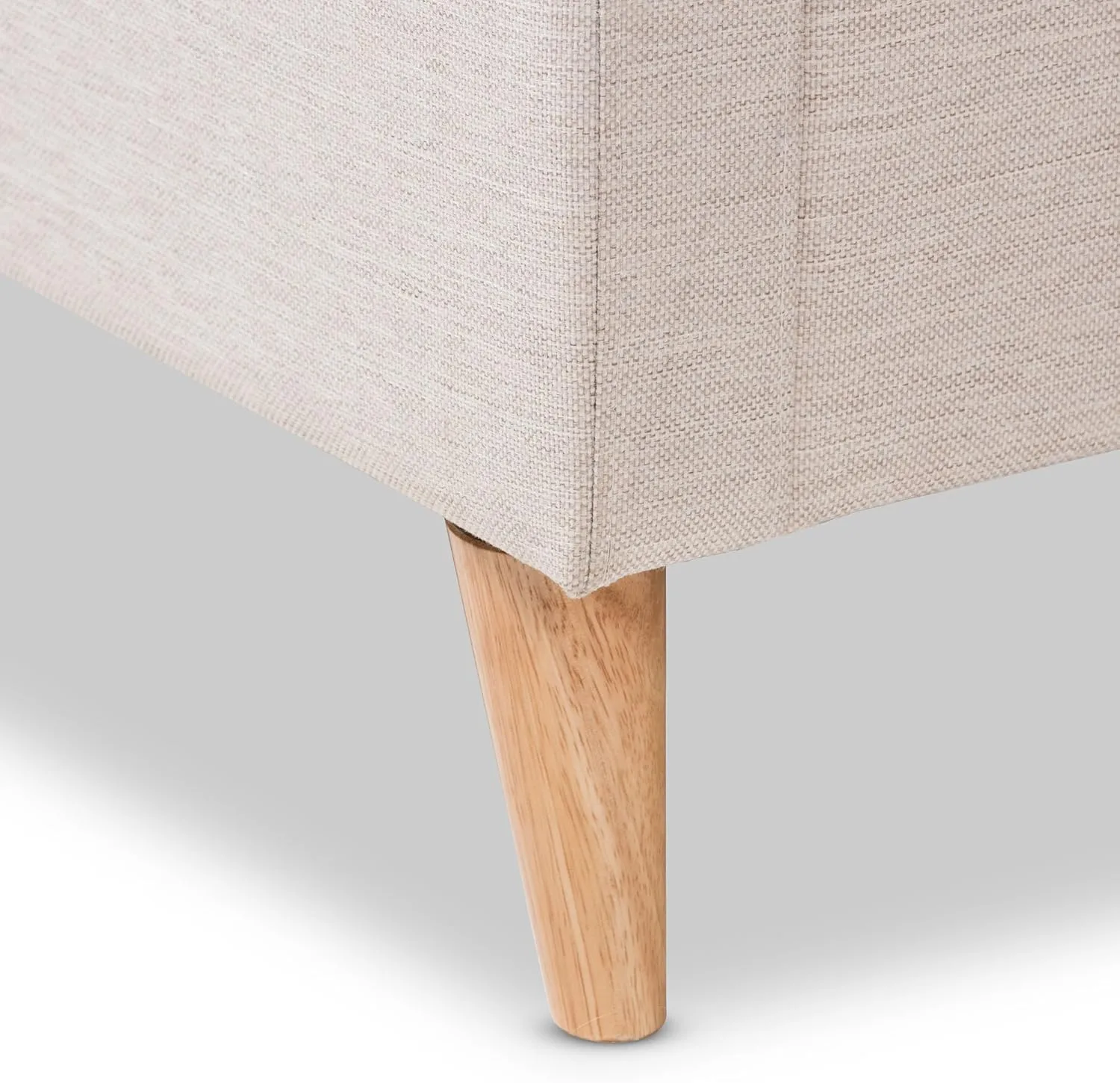 Baxton Studio 424-7473-AMZ Upholstered Queen Size Platform Bed, Light Beige