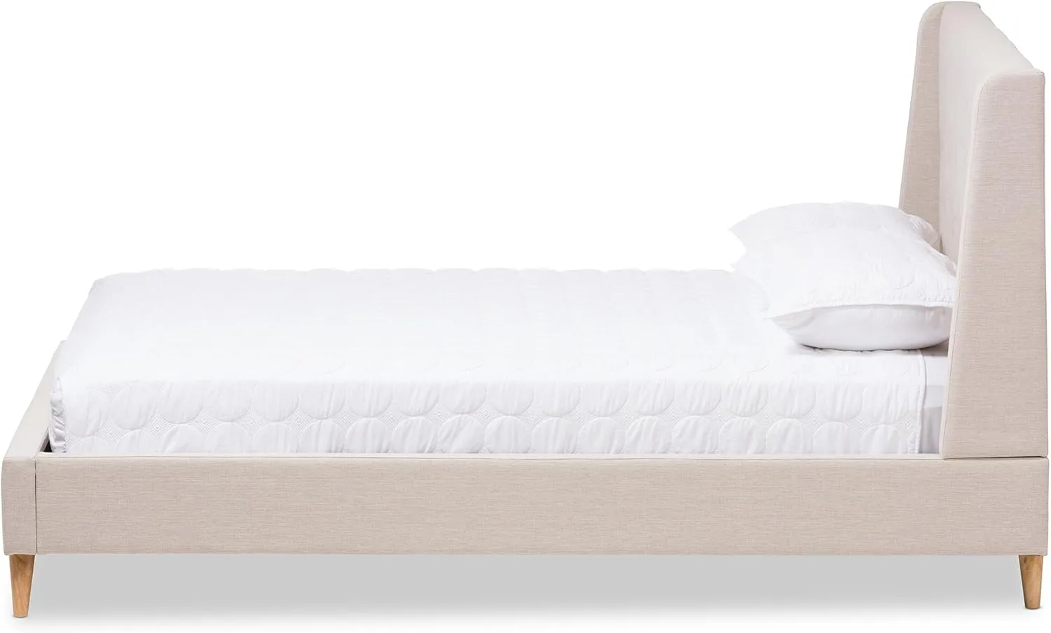 Baxton Studio 424-7473-AMZ Upholstered Queen Size Platform Bed, Light Beige