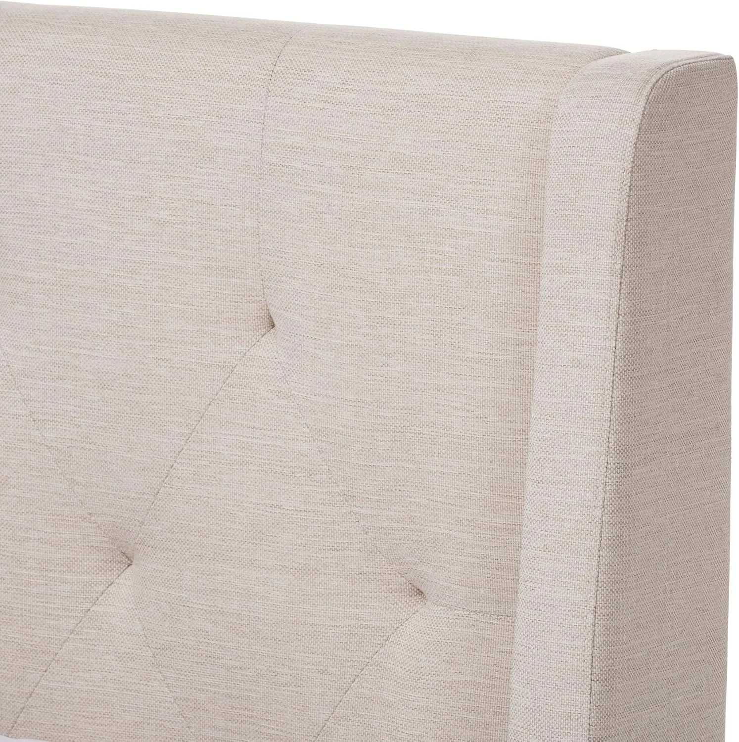 Baxton Studio 424-7473-AMZ Upholstered Queen Size Platform Bed, Light Beige