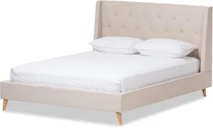 Baxton Studio 424-7473-AMZ Upholstered Queen Size Platform Bed, Light Beige