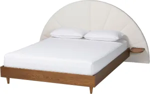 Baxton Studio Bernice Boucle Fabric Platform Bed, Queen, Cream/Walnut Brown
