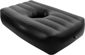 BBL Air Mattress with Hole, 72x17in Post-Surgery Inflatable Bed with Electric Pump, Brazilian Butt Lift Recovery, Swimming Pool Floating Bed for Camping Traveling Hiking (Black)