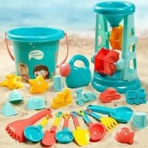 Beach Toys, Sand Toys Set Kids Sandbox Toys Includes Water Wheel Beach Tool Kit Bucket Watering Can Molds Sand Toys Mesh Bag for Travel, Beach Toys for Kids Ages 3-13