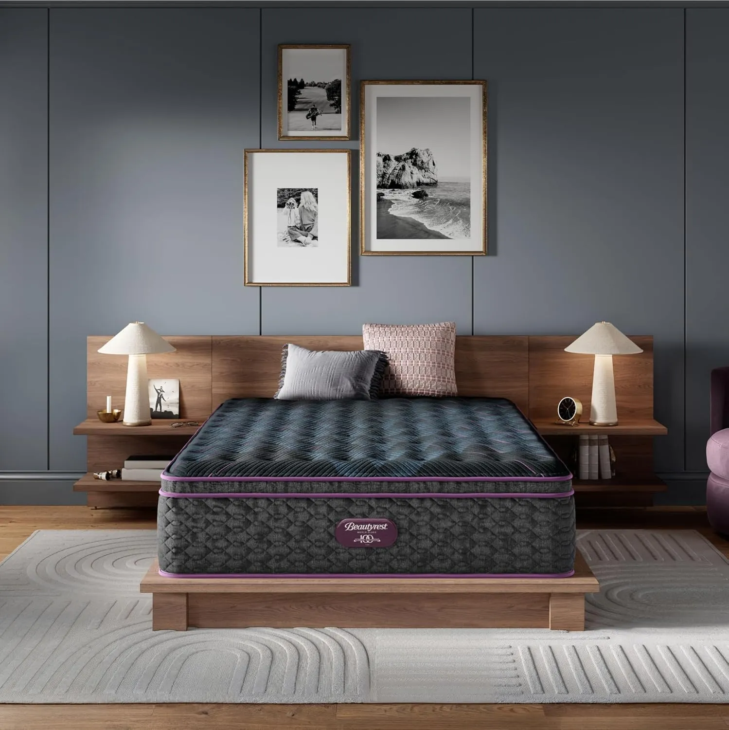 Beautyrest World Class Level Three Medium Pillow Top 15.75" Mattress - Queen Size - Supportive, Pressure Relief, Cooling, Motion Separation; CertiPUR-US, 100 Night Sleep Trial and 10 Year Warranty