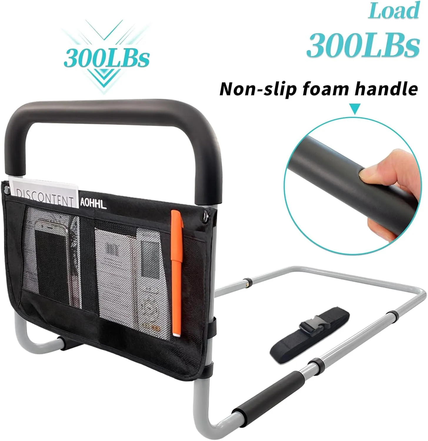 Bed Rails for Elderly Adults Safety with Adjustable Heights Storage Pocket Assist Support Side Railings for Seniors Citizens Slides Under Mattressbed Cane Bed Guard Bed Handles Bars (Grey)