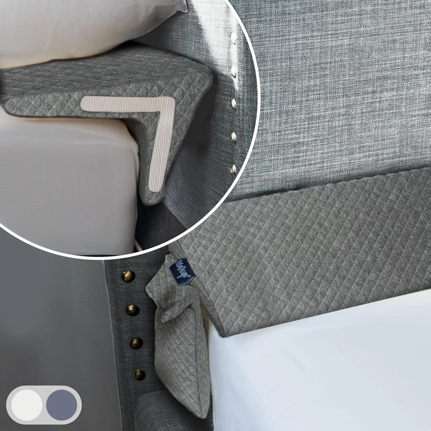 Bed Wedge Pillow for Headboard Gap Up to 7", Triangle Gap Filler for Bed, Mattress Wedge Gap Filler, Headboard Space Filler, Corner Pillow, Grey Queen 60"