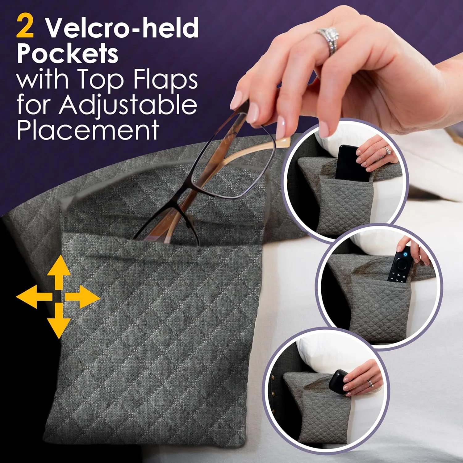 Bed Wedge Pillow for Headboard Gap Up to 7", Triangle Gap Filler for Bed, Mattress Wedge Gap Filler, Headboard Space Filler, Corner Pillow, Grey Queen 60"