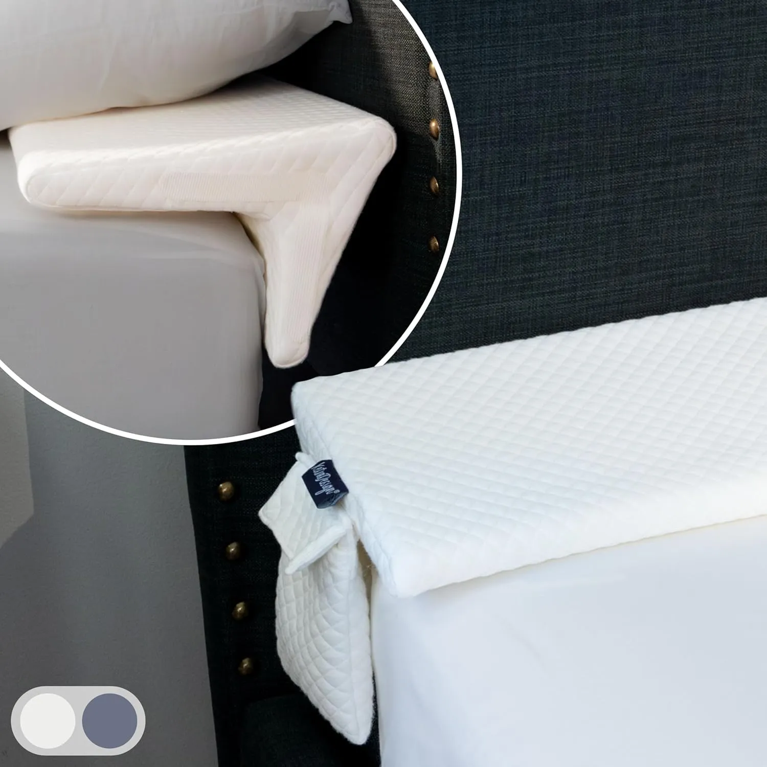 Bed Wedge Pillow for Headboard Gap Up to 7", Triangle Pillow Wedge for Headboard Gap, Gap Filler for Bed, Mattress Wedge Gap Filler, Headboard Space Filler, Corner Pillow, White Queen 60"