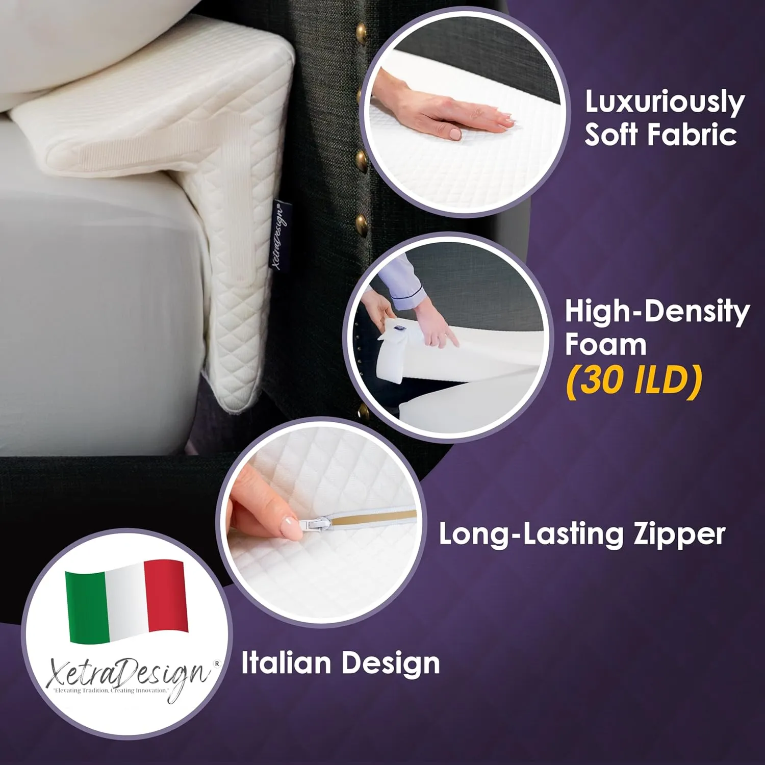 Bed Wedge Pillow for Headboard Gap Up to 7", Triangle Pillow Wedge for Headboard Gap, Gap Filler for Bed, Mattress Wedge Gap Filler, Headboard Space Filler, Corner Pillow, White Queen 60"