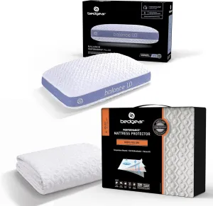 Bedgear Balance Pillow 1.0   King Dri-Tec Mattress Protector Bundle – Moisture-Wicking Comfort & Waterproof Protection for Restful, Cool Sleep – Hypoallergenic, Washable, and Breathable