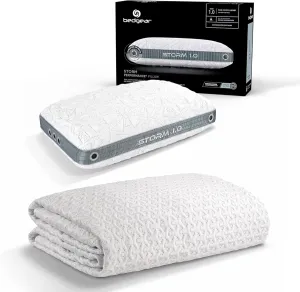 Bedgear Storm Performance Pillow 1.0 & Ver-Tex Cooling Queen Mattress Protector Bundle – Cooling Comfort for Hot Sleepers, Waterproof Protection, Adjustable Base Friendly, Hypoallergenic, Washable