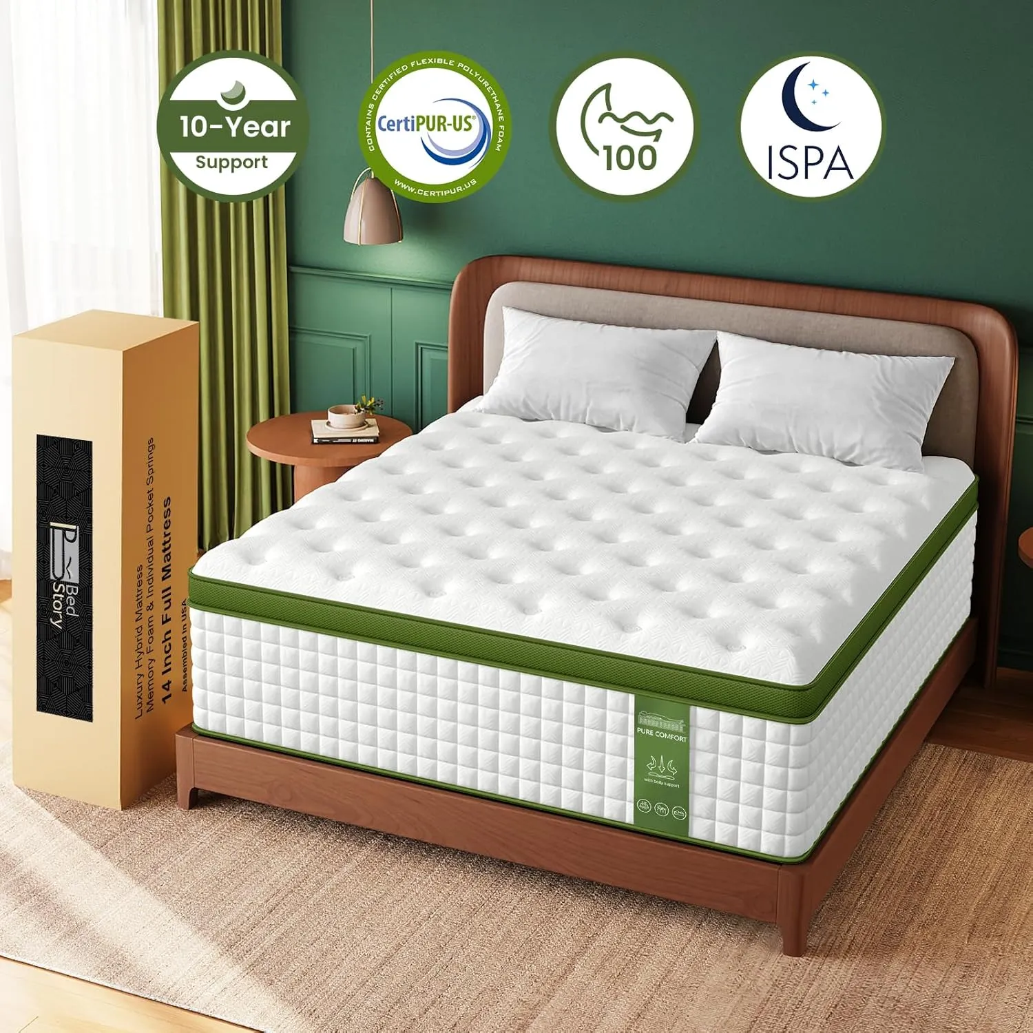 BedStory Queen Mattress for Side Sleepers & Couples,12 Inch Cooling Gel Hybrid Bed Extra Lumbar & Shoulder Support CertiPUR-US with 760  Pocket Springs, Pain Relief Fiberglass-Free