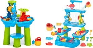 BELLOCHIDDO 3 in 1 Water and Sand Activity Sensory Playset & 5-Tier Splash Pond Toddler Water Table - Summer Outdoor Pool Backyard Toys - Gifts for Boys Girls 1.5  Years Old