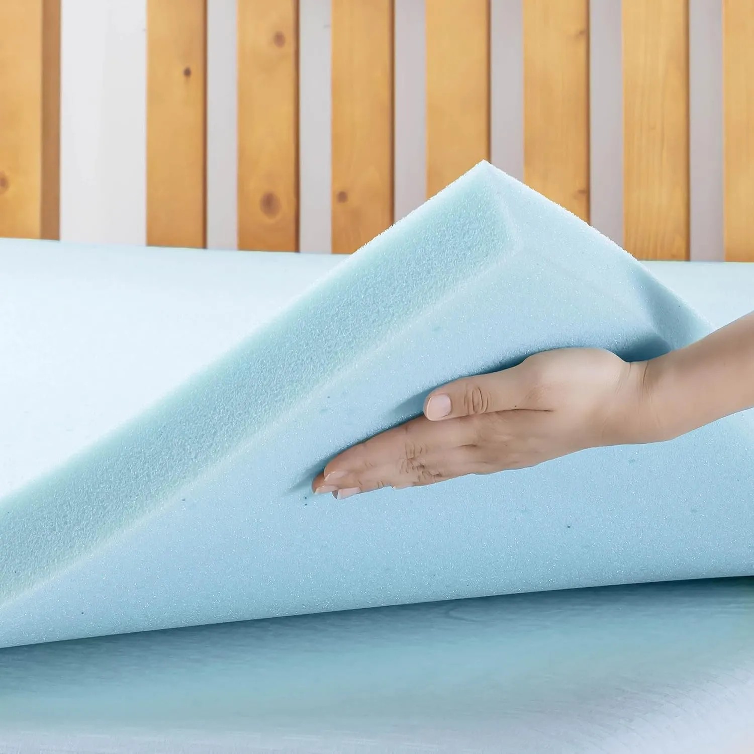 Best Price Mattress 2-inch Ventilated Gel Memory Foam Topper - Full, Dorm Essentials, Blue