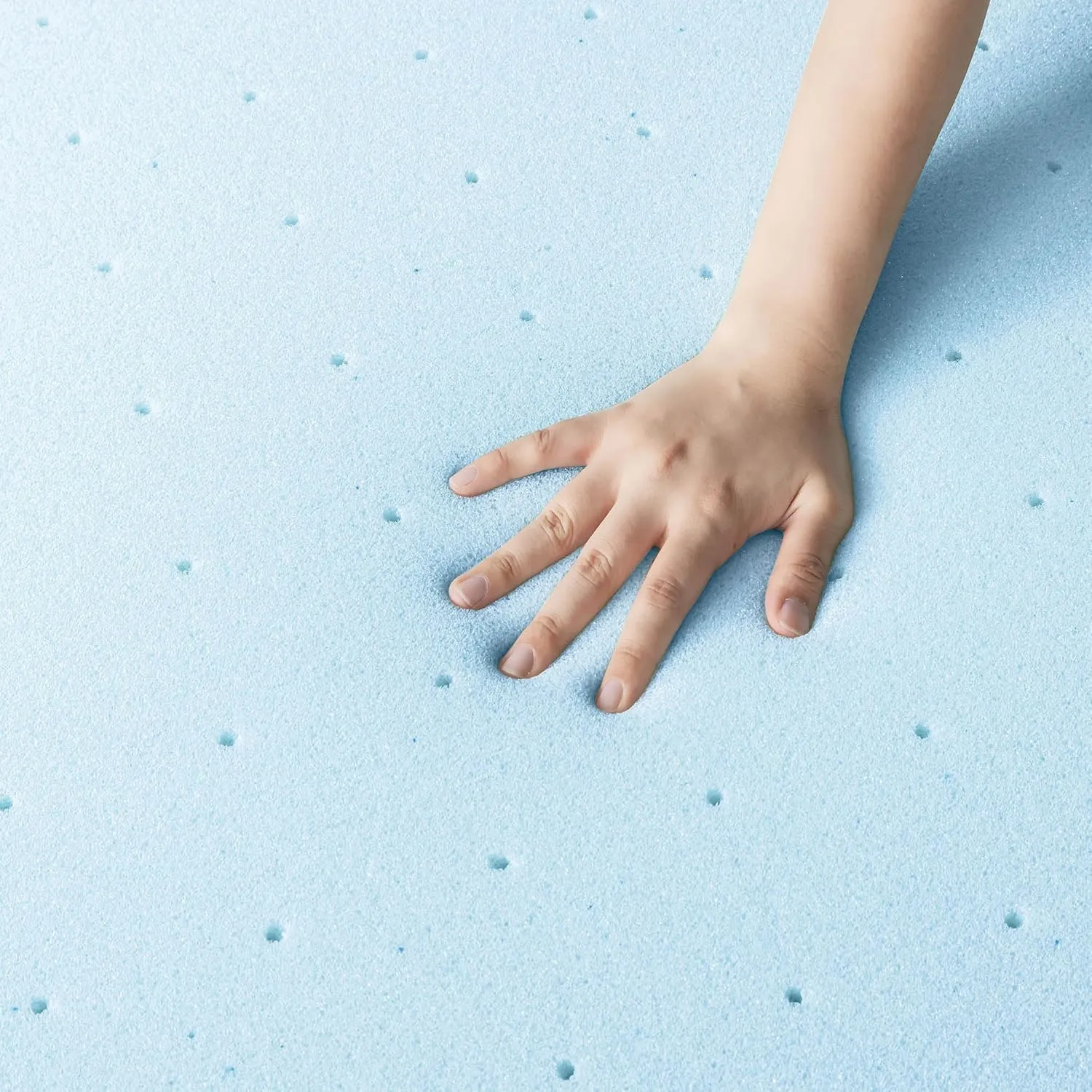 Best Price Mattress 2-inch Ventilated Gel Memory Foam Topper - Full, Dorm Essentials, Blue
