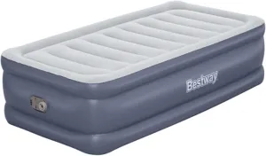 Bestway Air Mattress, TriTech Twin Airbed with Built-in Pump and Storage Bag, Gray
