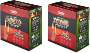 Betterwood 5lb Fatwood Natural Pine Firestarter (2 Pack) for Campfire, BBQ, or Pellet Stove; Non-Toxic and Water Resistant