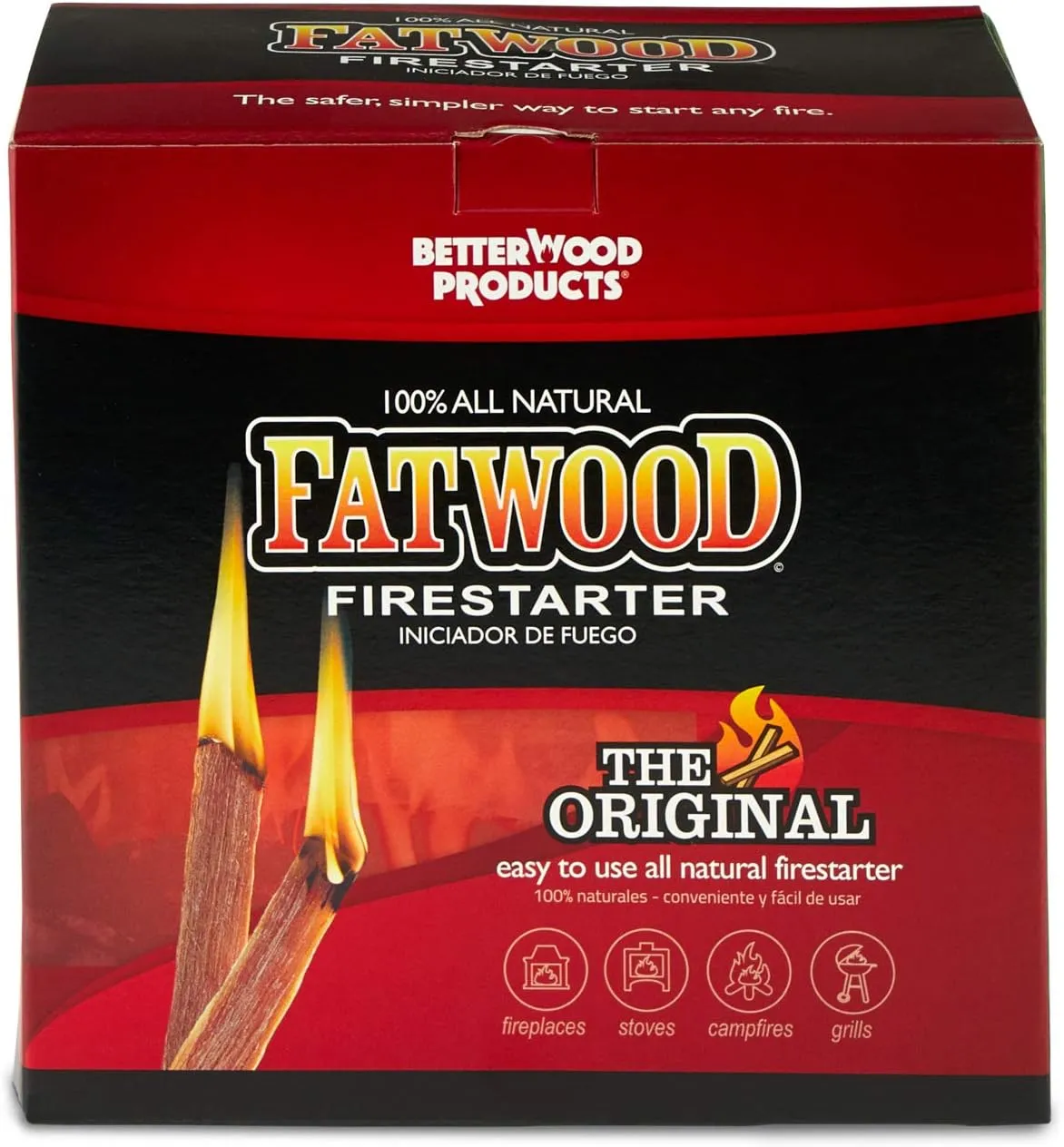 Betterwood 5lb Fatwood Natural Pine Firestarter (3 Pack) for Campfire, BBQ, or Pellet Stove; Non-Toxic and Water Resistant