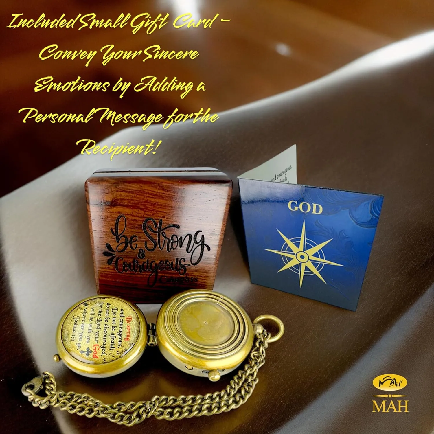 Bible Verse Brass Compass – “Be Strong and Courageous” (Joshua 1:9) | Christian Gift for Graduation, Baptism, Confirmation – Religious Keepsake for Boys, Girls, Teens, Men, Pastors & Church Events