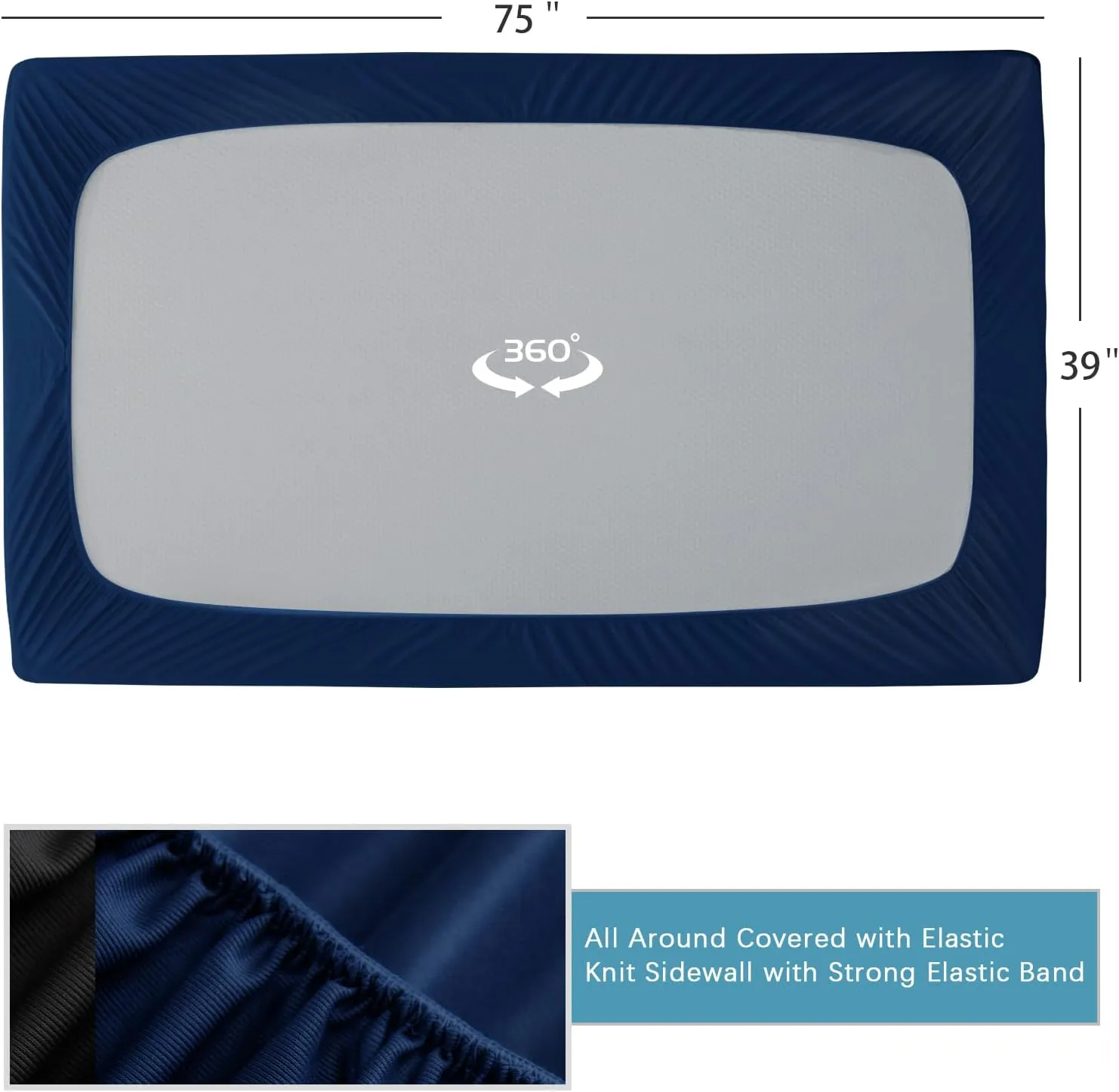 Biloban Twin Fitted Sheet 2 Pack, Twin Bedding Fitted Sheets Only with Deep Pocket up to 14", Bottom Sheet, Shrinkage & Stain Resistant Fitted Bed Sheets, Wrinkle Free & Easy Care, Navy Blue