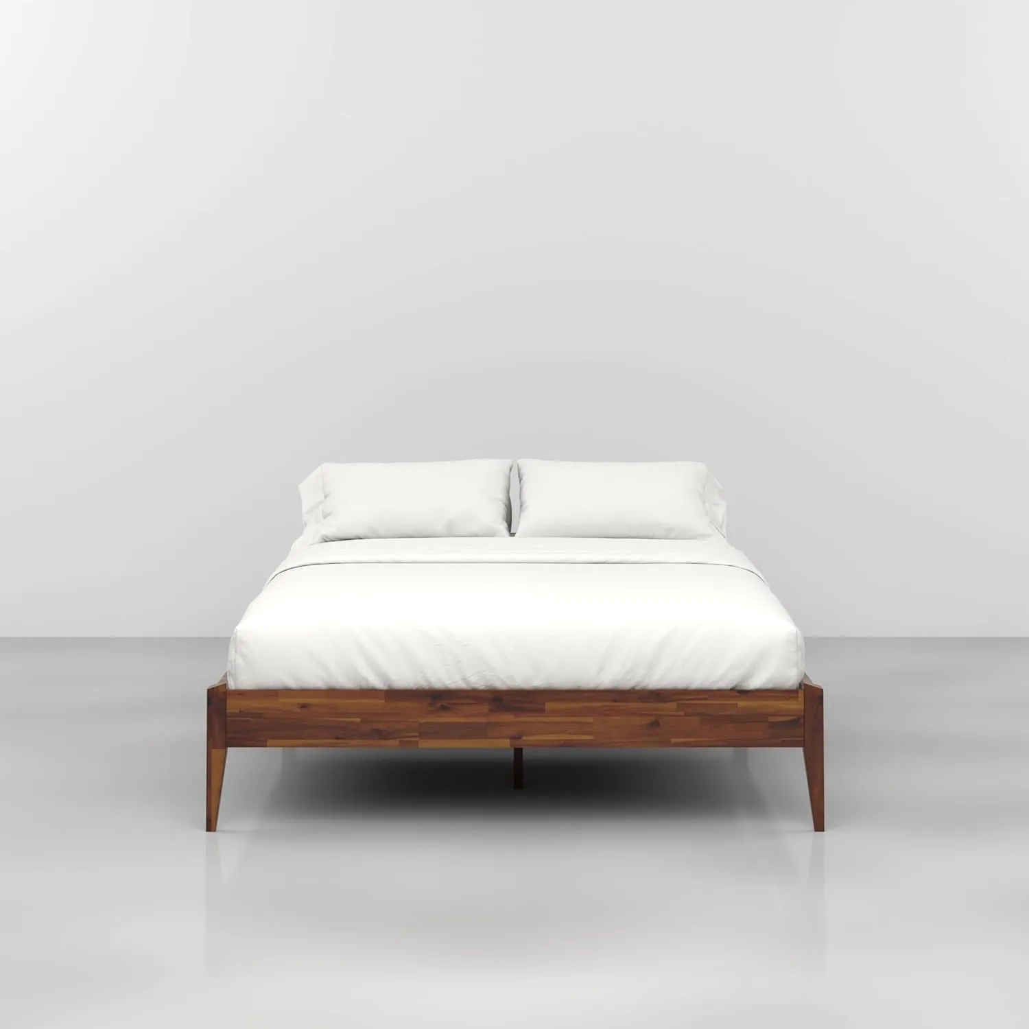 Bme Dinkee 15-Inch Solid Wood Queen Platform Bed Frame - Japanese Joinery, Minimalist Style - Wood Slats, Easy Assembly, No Box Spring Needed - Chocolate