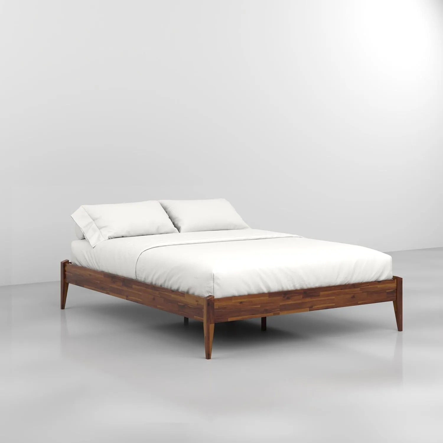 Bme Dinkee 15-Inch Solid Wood Queen Platform Bed Frame - Japanese Joinery, Minimalist Style - Wood Slats, Easy Assembly, No Box Spring Needed - Chocolate