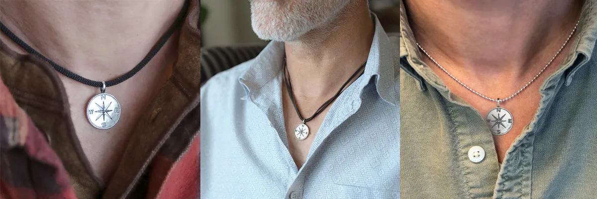 boone men's compass necklace • retirement