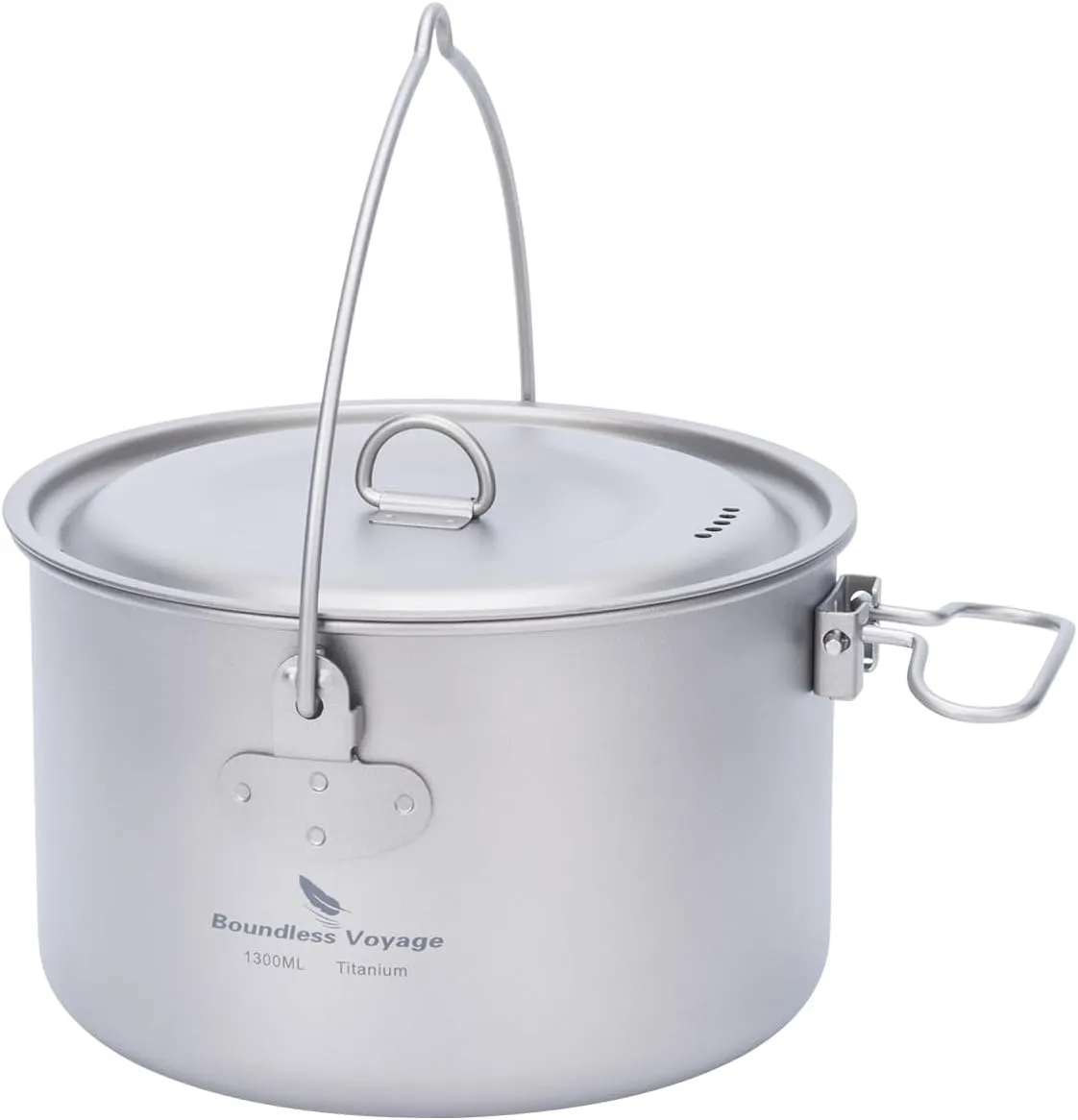 Boundless Voyage Titanium Hanging Pot for Outdoor Camping Backpacking Hiking Ultralight Portable Cooking Pot Camp Kitchen Cookware 1300ML/1950ML/2900ML