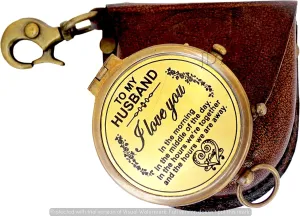 Brass Compass Magnetic,Direction Compass (Antiquated Finish) Poem Engraved Pocket Compass