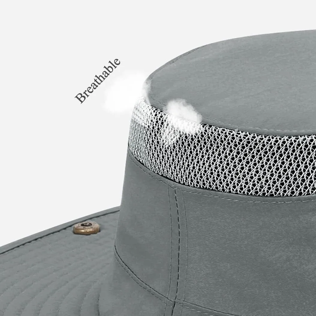 Breathable Men Summer Sun Hat Adjustable Sun Protection Bucket Cap UV-Proof Wide Brim Fishing Hiking Hat