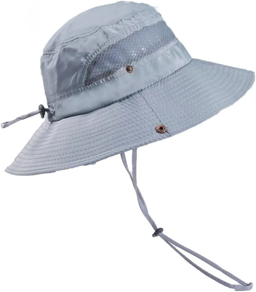 Breathable Mesh Bucket Beach Panama Hat Summer Sun Hat Adjustable Camping Hiking Wide Brim Boonie Cap