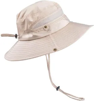 Breathable Mesh Bucket Beach Panama Hat Summer Sun Hat Adjustable Camping Hiking Wide Brim Boonie Cap