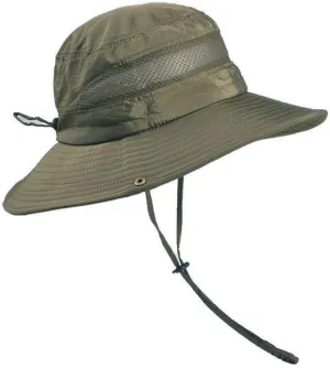 Breathable Mesh Bucket Beach Panama Hat Summer Sun Hat Adjustable Camping Hiking Wide Brim Boonie Cap