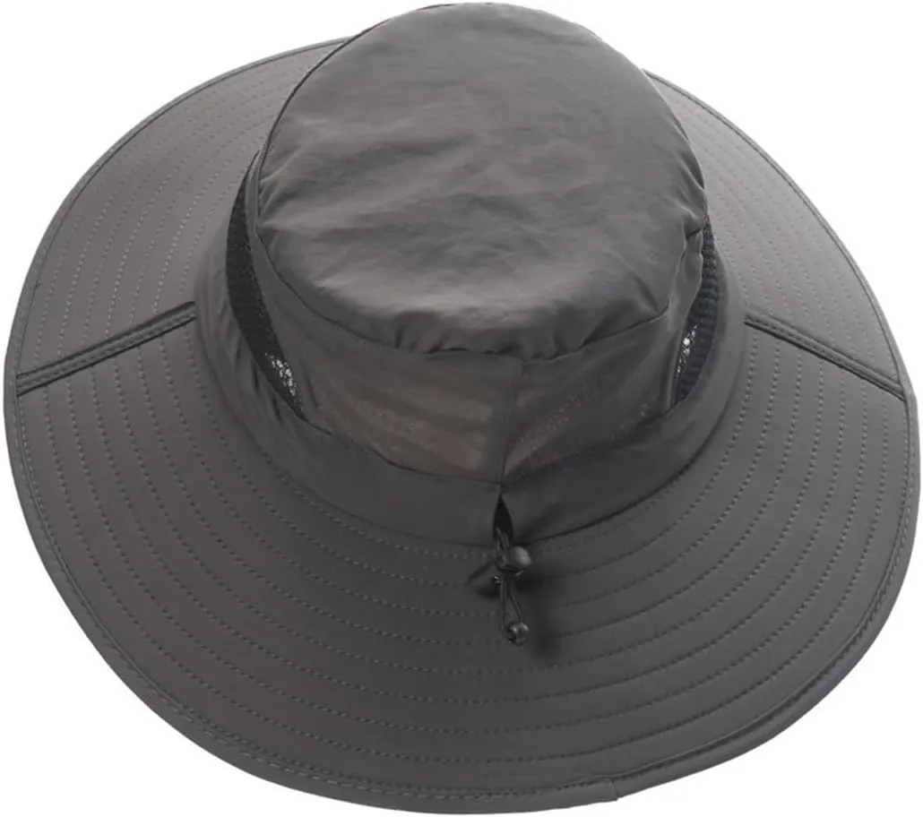 Breathable Summer Wide Brim Mesh Bucket Hat Packable Men Women Sun Hat Fishing Boonie Hat Adjustable Sun Cap