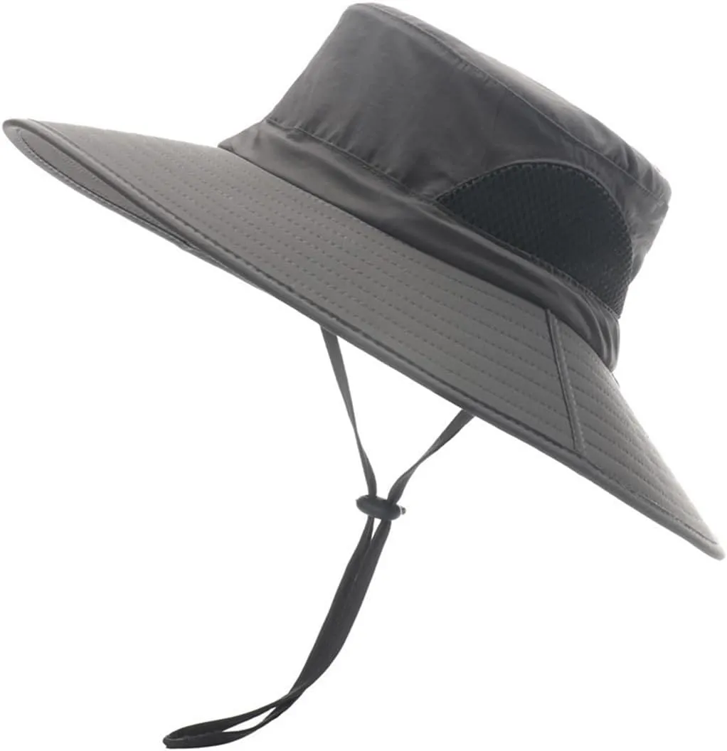 Breathable Summer Wide Brim Mesh Bucket Hat Packable Men Women Sun Hat Fishing Boonie Hat Adjustable Sun Cap