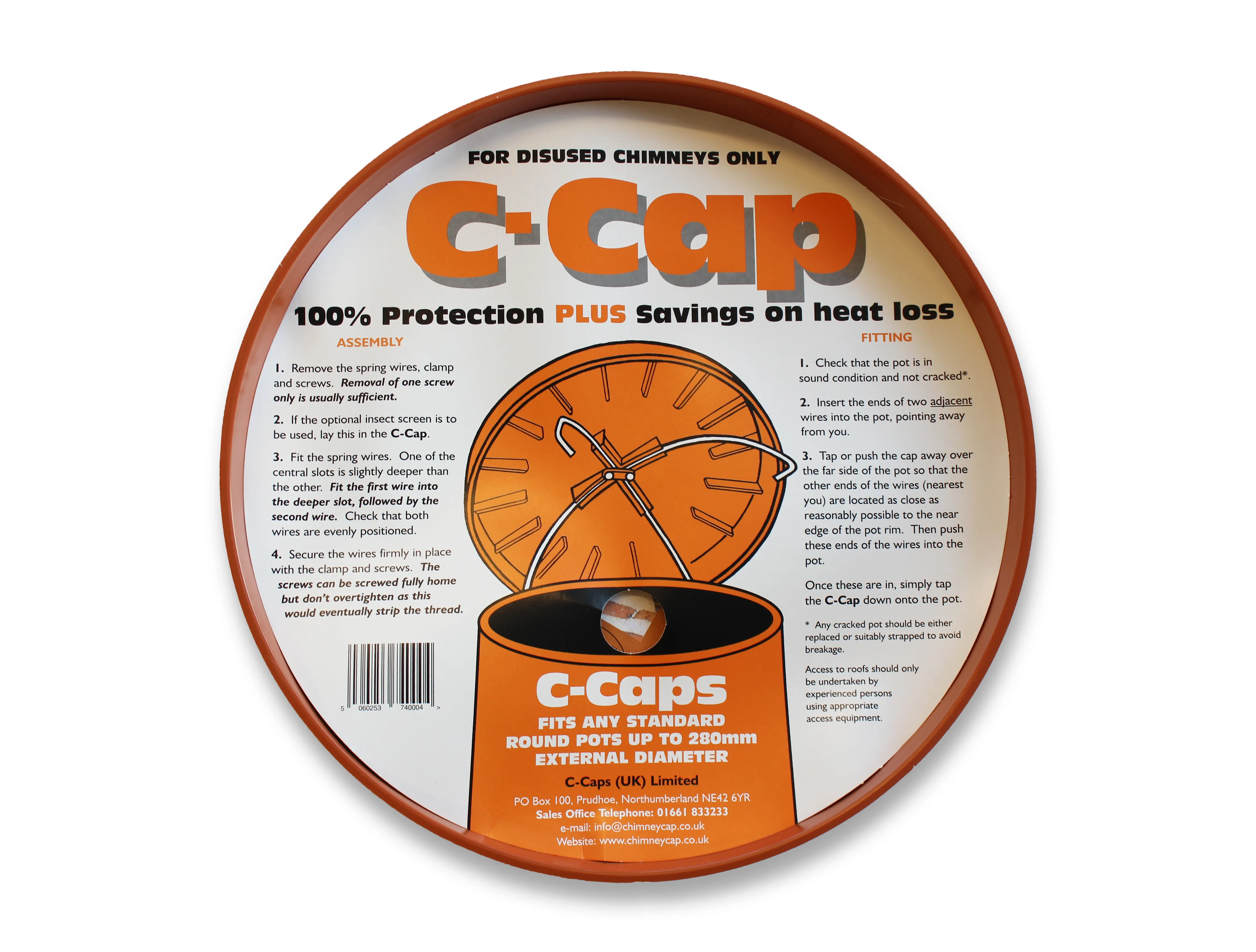 C-Cap Terracotta Chimney Cowl - 300mm for Standard Pots