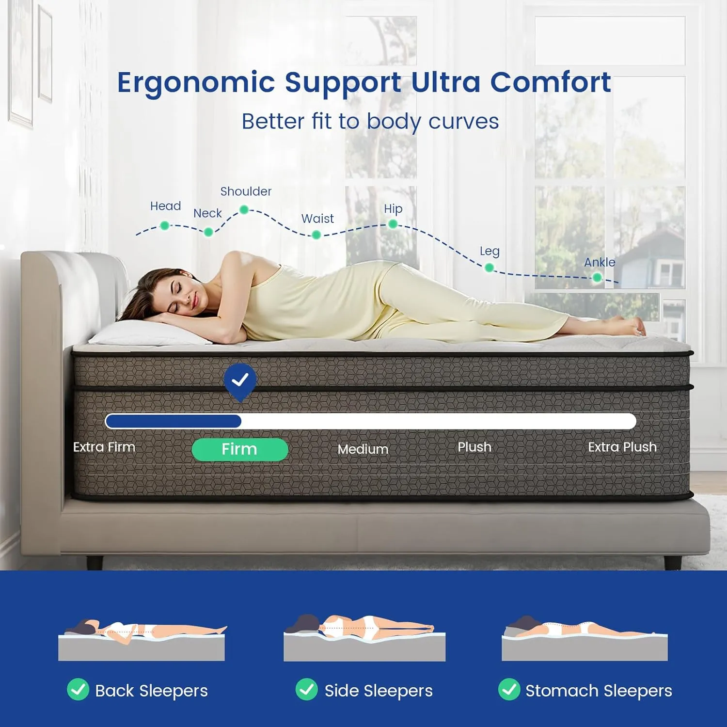 California King Mattress, 12 Inch Firm Hybrid Cal King Bed Mattress in a Box with Gel Memory Foam, Motion Isolation, Pressure Relief, Cooling Sleep