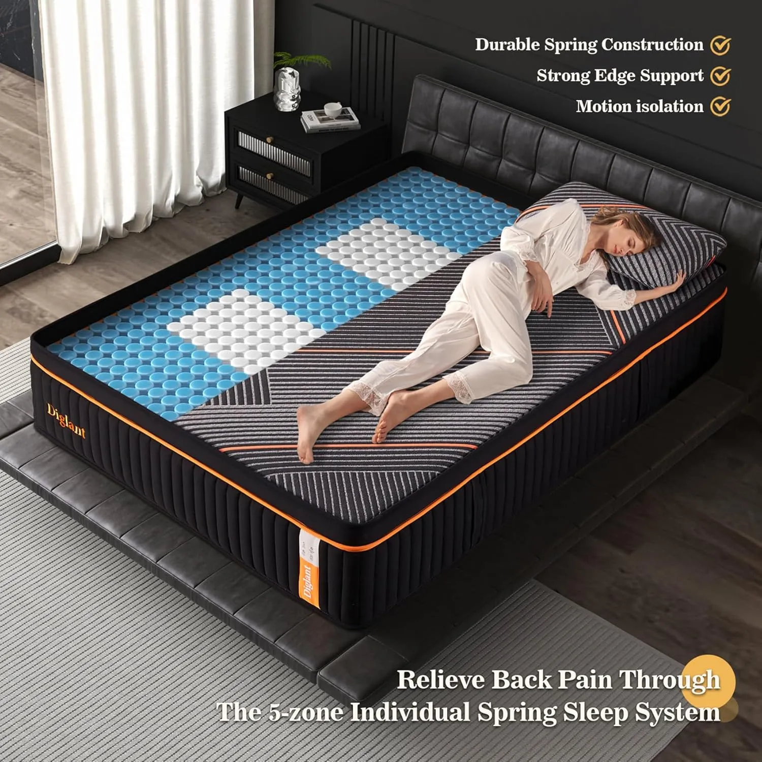 California King Mattress, 14 Inch Plush Hybrid Mattress, Soft Memory Foam with Supportive Zone Pocket Coils for Pain Relief, Cal King Size Edge Support, CertiPUR-US