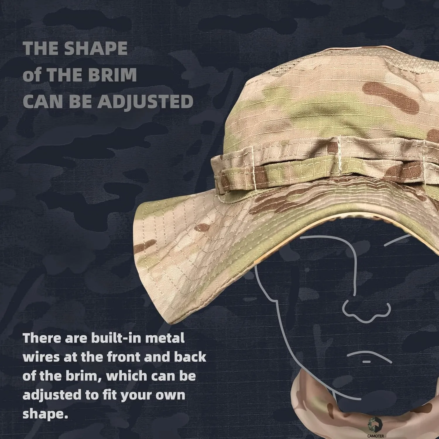 Camo Boonie Sun Hat with Face Mask UV Protection Fishing Hat Bucket Hat for Hunting Hiking Military Tactical Safari