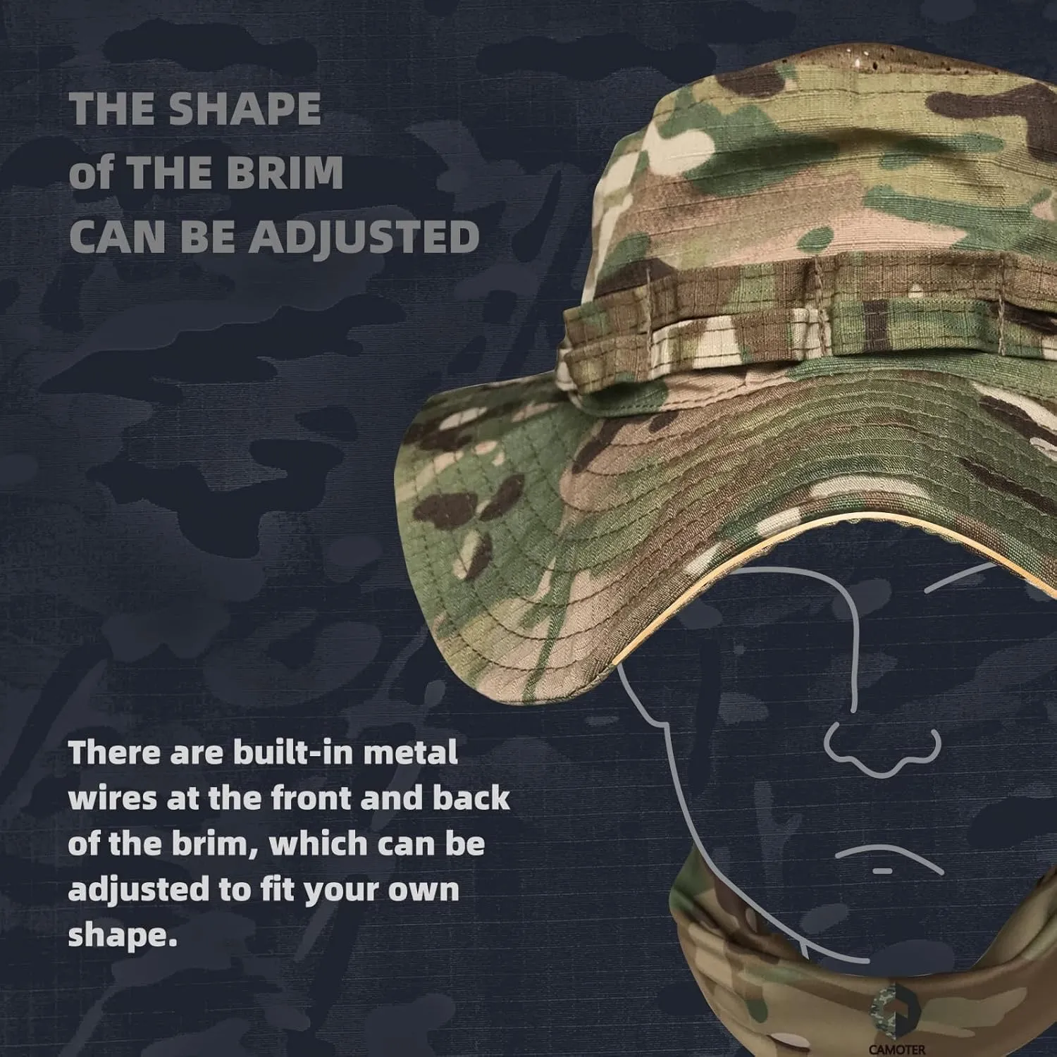 Camo Boonie Sun Hat with Face Mask UV Protection Fishing Hat Bucket Hat for Hunting Hiking Military Tactical Safari