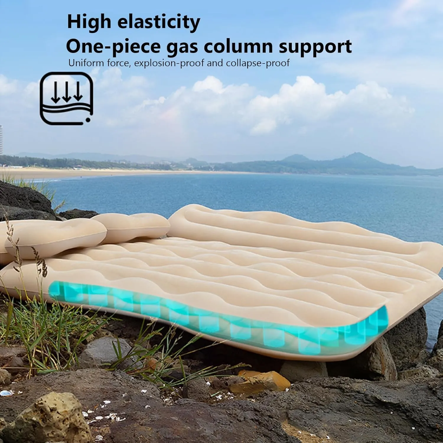 Car Air Mattress for Ford Kuga MK3 2020 2021 2022 2023 2024 Thickened Durable Car Camping Air Mattress Bed with Air Pump Inflatable Sleeping Mat,B