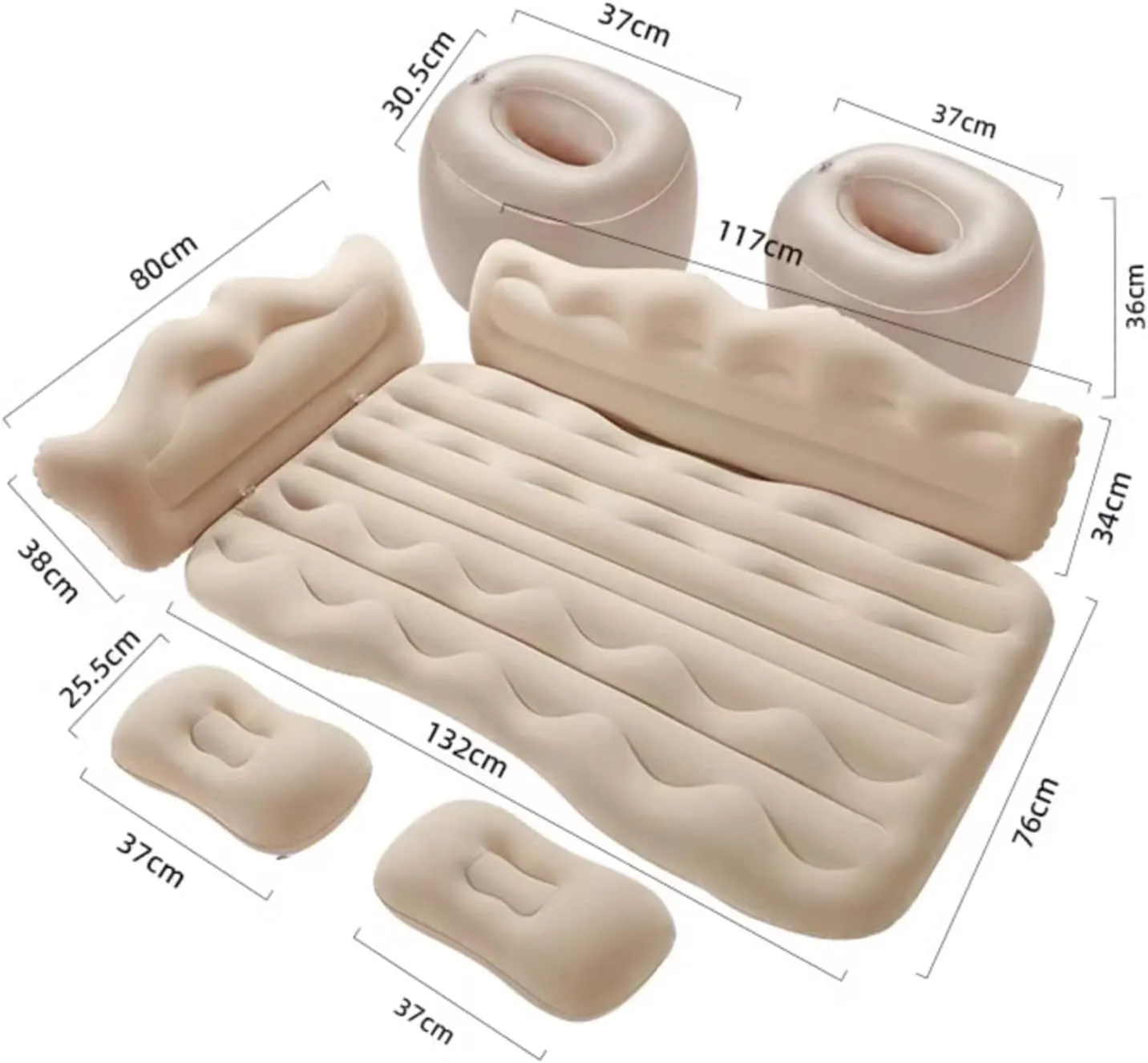 Car Air Mattress for Ford Kuga MK3 2020 2021 2022 2023 2024 Thickened Durable Car Camping Air Mattress Bed with Air Pump Inflatable Sleeping Mat,B