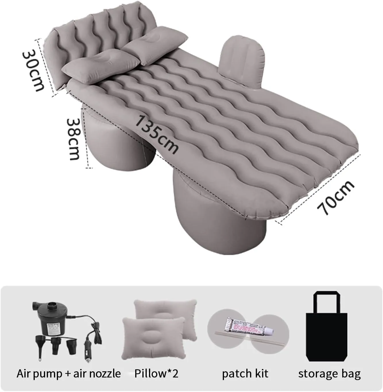 Car Air Mattress for Ford Maverick 2022 2023 2024, Inflatable Car Bed for Back Seat Sleeping, Soft Car Inflatable Bed Back Seat Mattress Airbed,B Grey