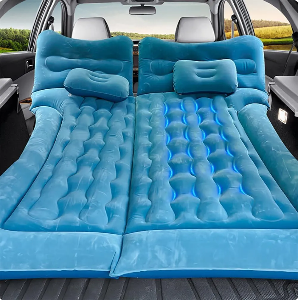 Car Air Mattress for Nissan NV200 7seats 2009-2023, Trunk Rear Seat Inflatable Thickened Flocking Travel Camping Bed, Air Pump 2 Pillows,Dark Green