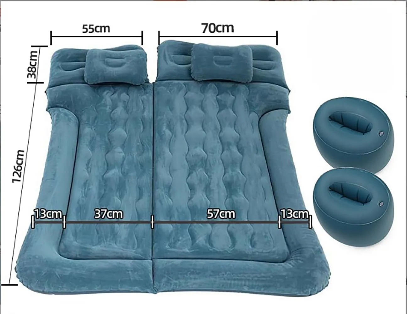 Car Air Mattress for Nissan NV200 7seats 2009-2023, Trunk Rear Seat Inflatable Thickened Flocking Travel Camping Bed, Air Pump 2 Pillows,Dark Green