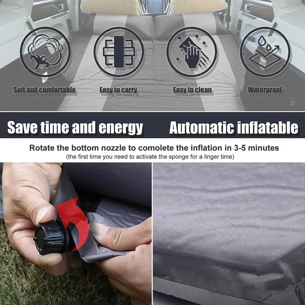 Car Automatic Inflatable Bed for BYD Tang EV 7seats 2015 2016 2017, Portable Movable Thickened Trunk Sleeping Bed Outdoor Camping Hiking Air Mattress,Orange